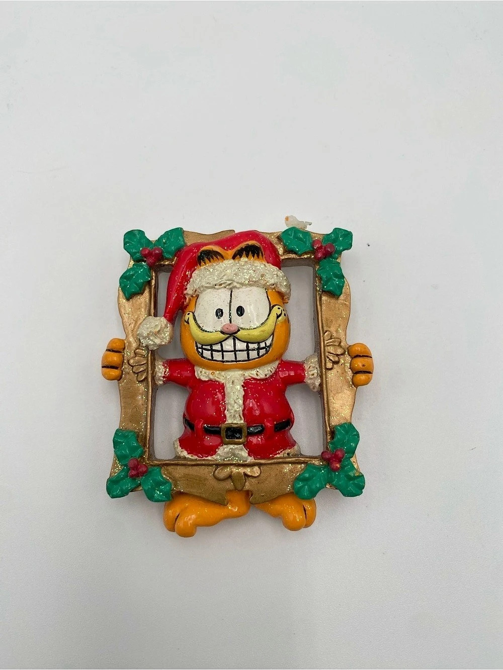 Vintage PAWS / Garfield Santa Christmas Magnet Holiday Ornament
